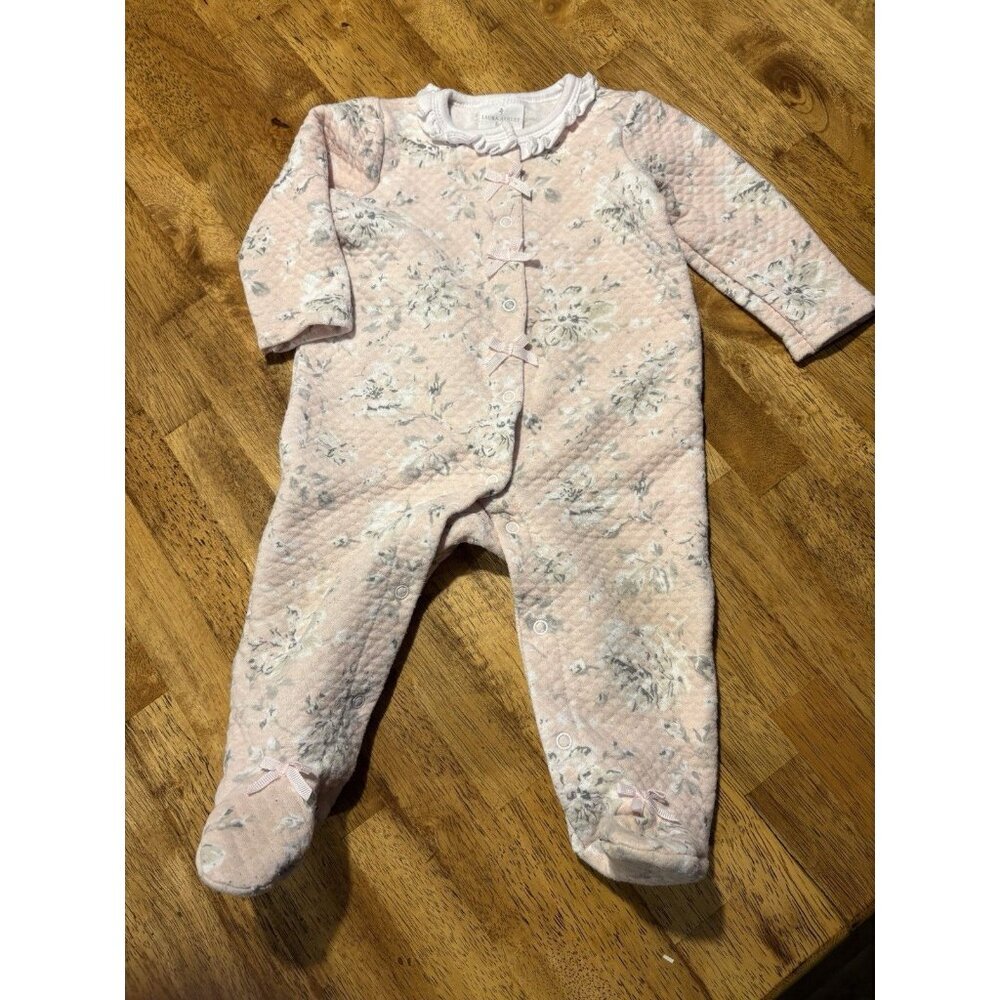 LAURA ASHLEY 6-9 Month Floral Pink Quilted One Piece Sleeper‎